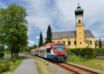 650 565 (VT 65) + 650 563 (VT 63) als RB nach Grafenau am 21.06.2013 in Frauenau.