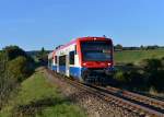 650 563 (VT 63) + 650 565 (VT 65) als RB nach Bayerisch Eisenstein am 03.10.2013 bei Triefenried.