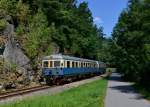 VT 07 + VS 28 bei einer Sonderfahrt auf der Wanderbahn am 21.07.2013 bei Teisnach.