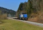 275 842 (D 05) mit einem Güterwagen am 14.03.2014 bei Gotteszell.