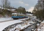 VS 28 + VT 07 bei einer Sonderfahrt auf der Wanderbahn am 28.12.2014 bei Ruhmannsfelden.