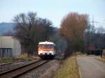 VT 9 und VS 51 der SWEG als SWE 70735 von Meckesheim nach Aglasterhausen nahe Waibstadt, 04.01.08.