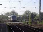 Ein Regioshuttle der Ortenau-S-Bahn fhrt von Offenburg in Richtung Kehl/Strasburg.