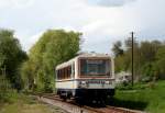 Am 02.05.08 ist VT 120 vom Typ NE 81 der SWEG Waibstadt als SWE von Meckesheim nach Aglasterhausen unterwegs und hat in wenigen Minuten den Bahnhof von Waibstadt erreicht.