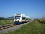 BR650 oder VT507 der SWEG, auf dem Weg nach Btzingen/Kaiserstuhl,  hydromechan.Dieseltriebwagen mit 2x350PS,  120Km/h,  40t Dienstgewicht, 76Pltze in der 2.Klasse, Achsfolge B'B',  gebaut von