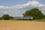 SWEG VT 130, VT 129 und VS 200 passieren als SWE91374 die Wilhelmshöfe bei Endingen (19.05.2014)