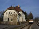 MAN Schienenbus kurz nach der Ankunft in Neckarbischhofsheim Nord.