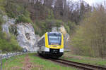 SWEG 622 318 ist als RB66 nach Tübingen Hbf unterwegs und erreicht gerade den Abzweig Inzigkofen