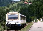 Am 31. Juli 2008 passiert der VT 125 der SWEG Ottenhfen auf der Fahrt von Achern nach Ottenhfen den malerischen Ort Furschenbach im Schwarzwald.