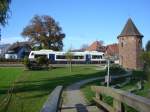 SWEG Triebwagen BR 650,  auf der Fahrt durch Eichstetten am Kaiserstuhl,  Nov.2008