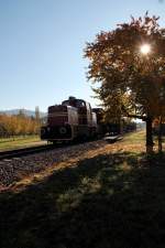 Gegenlichtaufnahme von V70.01 bei Oberachern (04.11.2015)