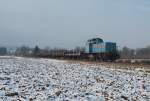 Am frostigen Nachmittag des 18.01.2013 brachte die V 103 der SWEG ein paar Rungenwagen von Breisach nach Freiburg.