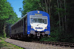 Am 14.06.2012 verlässt der SWEG VT 130 zusammen mit dem VT 128 den Bahnhof Riegel DB.