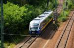 Ein Desiro der Mrkischen Regiobahn befindet sich auf Probefahrt, als ich ihn am 28.07.09 in Holzweissig fotografieren konnte.