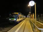 Lint 41 HEX am 04.10.2014 eingefahren aus Thale im Bahnhof von Halbersadt 