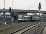 Einfahrt in Halberstadt aus Magdeburg kommend Dreifachtraktion Lint des Harz Elbe Express am 06.12.2014