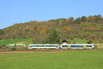 VT 421+440 auf der Fahrt von Oberndorf nach Schorndorf bei Michelau am 16.10.2017.