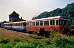 Als auf der Nebenbahn zwischen Gaildorf und Untergröningen noch Züge unterwegs waren, und der Bahnhof Untergröningen noch ein Bahnhof war...VS 207 und VS 109 sowie VS 108 vor dem Depot