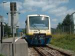 Regioshuttle VT 440 Wiesel der Wieslauftalbahn (WEG) am 27.07.2002 in Rudersberg Nord.