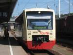 VT 238 steht abfahrbereit als HzL85841 nach Brunlingen im Bahnhof Villingebn 1.8.07.