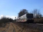 Am 20.2.14 bestand der HzL88332 aus 3 Triebwagen der Hohenzollerischen Landesbahn.
Aufgenommen bei Hechingen. 