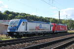 HLG 187 320 und RheinCargo 185 585-7 am 22.09.2022 auf Rangierfahrt in Eisenach.