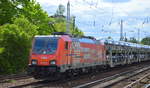 HSL Logistik GmbH mit der akiem  186 382-8  [NVR-Nummer: 91 80 6186 382-8 D-AKIEM] mit PKW-Transportzug Richtung Frankfurt/Oder am 14.05.19 Berlin-Hirschgarten.