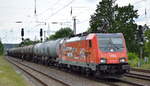 HSL Logistik GmbH, Hamburg [D] mit  186 382-8   [NVR-Nummer: 91 80 6186 382-8 D-AKIEM] und Kesselwagenzug am 09.06.20 Bf.