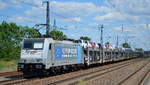 HSL Logistik GmbH, Hamburg [D] mit der Railpool Lok  186 436-2  [NVR-Nummber: 91 80 6186 436-2 D-Rpool] und PKW-Transportzug am 15.06.20 Bf. Saarmund.
