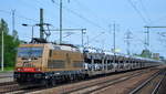 HSL Logistik GmbH, Hamburg [D] mit  185 597-2  [NVR-Nummer: 91 80 6185 597-2 D-BRLL] und PKW-Transportzug am 18.06.20 Bf.
