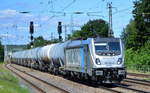 HSL Logistik GmbH, Hamburg [D] mit  187 313-2   [NVR-Nummer: 91 80 6187 313-2 D-Rpool] und Kesselwagenzug am 23.06.20 Bf.