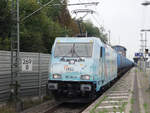 Für Freunde von Bahnsteigfotos: HSL 186 364 mit einem Zug Kesselwagen bei Durchfahrt durch Hamburg-Bergedorf, 23.09.2020  