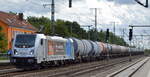 HSL Logistik GmbH, Hamburg [D] mit der Railpool Lok  187 313-2  [NVR-Numer: 91 80 6187 313-2 D-Rpool] und einem Kesselwagenzug am 15.09.22 Durchfahrt Bahnhof Golm.