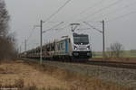 187 313-2 Railpool GmbH für HSL Logistik GmbH mit einem Toyota Autotransportzug in Nennhausen und fuhr weiter in Richtung Wustermark.