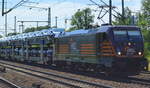 HSL 187 535 [NVR-Number: 91 80 6187 535-0 D-HSL] mit PKW-Transportzug am 12.06.18 Bf. Flughafen Berlin-Schönefeld.