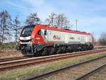 Die für die HSL fahrende Lappwaldbahn Cargo 159 219 (90 80 2159 219-5 D-RCM) pausierte am 19.02.2021 in Emleben.