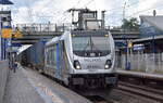 HSL Logistik GmbH, Hamburg [D] mit der Railpool Lok  187 307-4  [NVR-Nummer: 91 80 6187 307-4 D-Rpool] und einem KLV-Zug am 26.07.23 Durchfahrt Bahnhof Berlin-Hohenschönhausen.