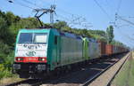 ITL - Eisenbahngesellschaft mbH mit  E 186 134  [NVR-Number: 91 51 6270 005-7 PL-ITL] mit ITL 185 543-6 und Containerzug am Haken am 31.07.18 Durchfahrt Bf.