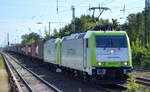 Captrain/ITL 185 580-8 [NVR-Number: 91 80 6185 580-8 D-ITL] mit 185 542-8 und Containerzug am Haken aus Richtung Frankfurt/Oder kommend am 13.08.18 Berlin-Hirschgarten.