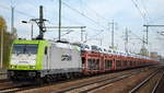 ITL - Eisenbahngesellschaft mbH mit Captrain  185 598-0  [NVR-Number: 91 80 6185 598-0 D-ITL] und PKW-Transportzug  (VW Nutzfahrzeuge aus polnischer Produktion) am 09.10.18 Bf.