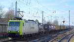 ITL - Eisenbahngesellschaft mbH mit  185 542-8  [NVR-Number: 91 80 6185 542-8 D-ITL] und Containerzug Richtung Frankfurt/Oder am 08.03.19 Berlin-Hirschgarten.