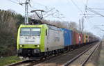 ITL - Eisenbahngesellschaft mbH mit  185 542-8  [NVR-Number: 91 80 6185 542-8 D-ITL] und Containerzug am 20.03.19 Bf.