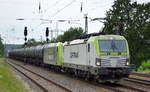 ITL - Eisenbahngesellschaft mbH mit  193 893  [NVR-Nummer: 91 80 6193 893-5 D-ITL] mit  185 548-6   [NVR-Nummer: 91 80 6185 548-5 D-ITL] und Kesselwagenzug am Haken am 06.06.19 Saarmund.