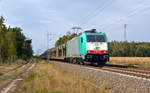 Die in Polen unter der Nummer 270 005 eingestellte 186 134 der ITL führte am 07.09.19 einen leeren BLG-Autozug durch Marxdorf Richtung Dresden.