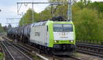 ITL Eisenbahngesellschaft mbH, Dresden [D] mit  185 517-0  [NVR-Nummer: 91 80 6185 517-0 D-ITL] und Kesselwagenzug am 05.05.22 Berlin Buch.