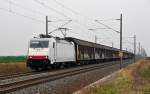 186 137 der ITL oblag am 17.02.16 die Bespannung eines Porschezuges von Hannover ins Werk nach Leipzig-Wahren.