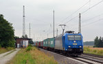 185 522 der ITL beförderte am 17.07.16 einen Containerzug durch Saxdorf Richtung Falkenberg/Elster.