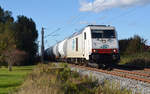285 109 der ITL führte am 08.10.17 den aus Stassfurt kommenden Sodazug durch Greppin Richtung Bitterfeld.