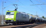 Captrain/ITL 185-CL 007 [NVR-Number: 91 80 6185 507-1 D-ITL] mit Kesselwagenzug (Ladegut:Xylole) am 07.04.18 Berlin-Wuhlheide.