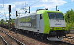 Captrain/ITL 185 548-5 [NVR-Number: 91 80 6185 548-5 D-ITL] mit einem Leerzug für Schienentransporte am 27.06.18 Bf. Flughafen Berlin-Schönefeld. 